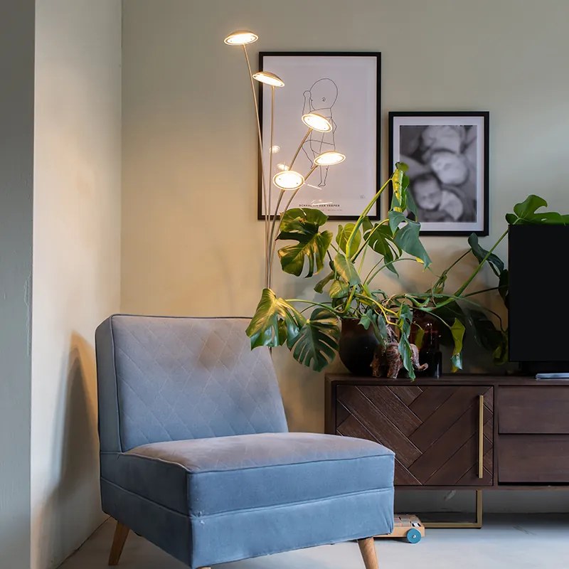 Lampă de podea din oțel incluzând LED cu dimmer tactil - Sixties Trento