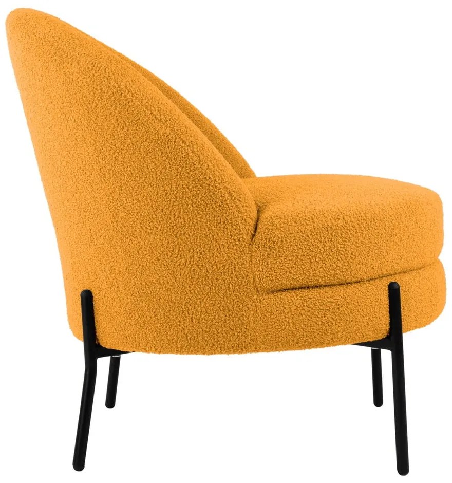 Fotoliu galben ocru cu tapițerie din țesătură bouclé Noble – Leitmotiv