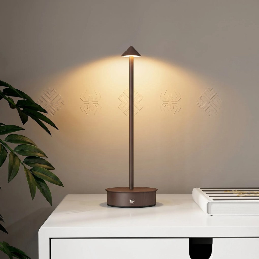 HOMCOM Lampă de Masă Reîncărcabilă cu USB, Lampă Fără Fir cu Temperatura Culorii Reglabilă 3000K/4500K/6500K, Control Touch, Autonomie 4-8 Ore, Cafea | Aosom Romania