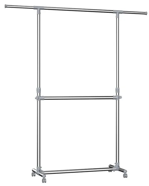 Suport pentru haine în două trepte JASON 93x49x113-198cm, argintiu SongmicsHome