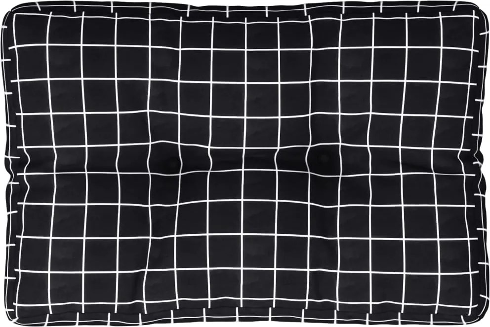 vidaXL Pernă de paleți, negru, carouri, 60x40x12 cm, textil