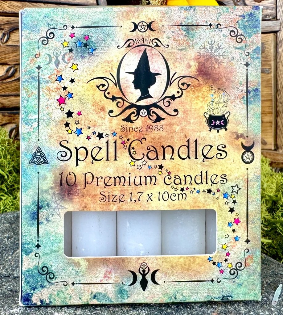 Set 10 lumanari albe pentru ritualuri de purificare, binecuvantare si claritate, 10x1.7 cm