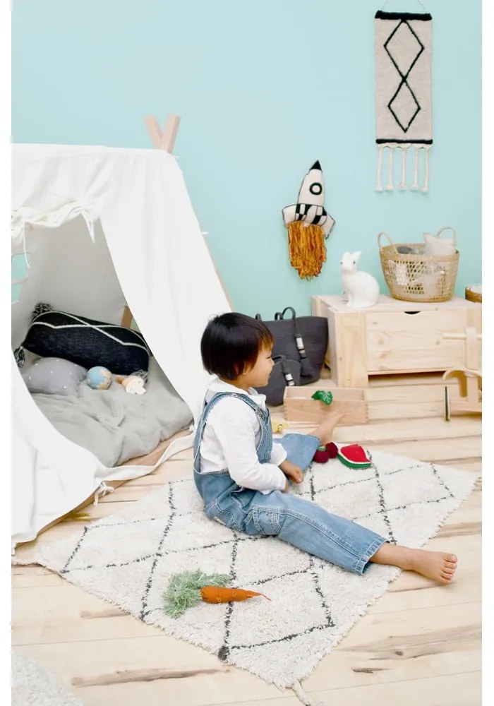 Covor crem lavabil/țesut manual din bumbac 70x100 cm Mini Bereber – Lorena Canals