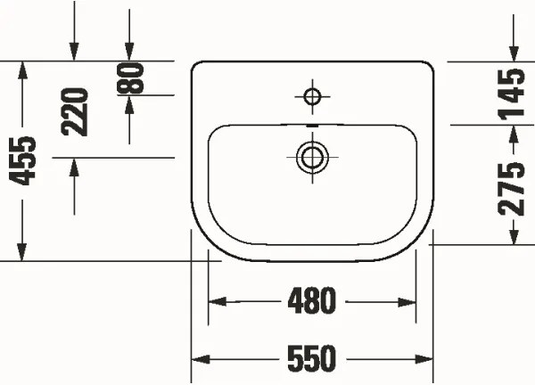 Duravit 24035500002 - Lavoar încastrat D-CODE 55 x 45,5 cm, ceramică, alb lucios