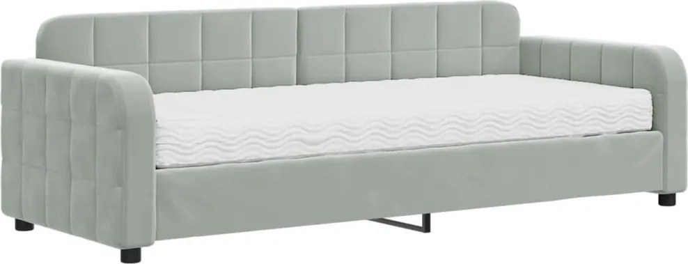 vidaXL Pat de zi cu saltea, gri deschis, 80x200 cm, catifea