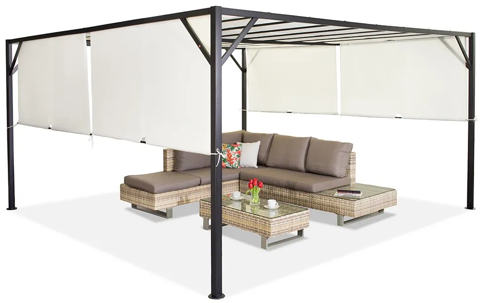 Pergolă grădină Santorini 4 x 4m crem Garden Point