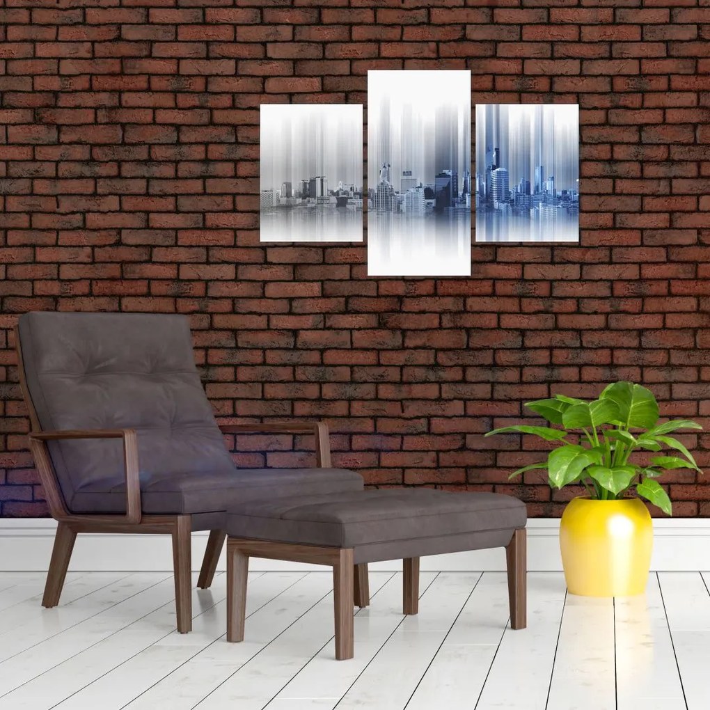 Tablou - Panorama orașului, albastru-gri (90x60 cm)