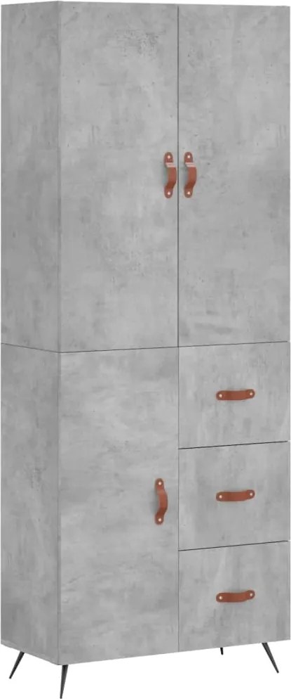 vidaXL Dulap înalt, gri beton, 69,5x34x180, lemn compozit