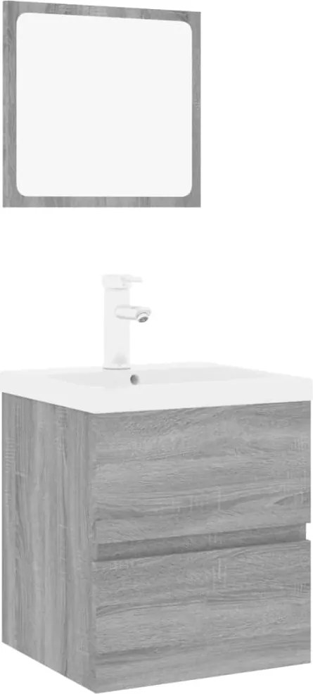 vidaXL Set de mobilier de baie, gri sonoma, lemn prelucrat