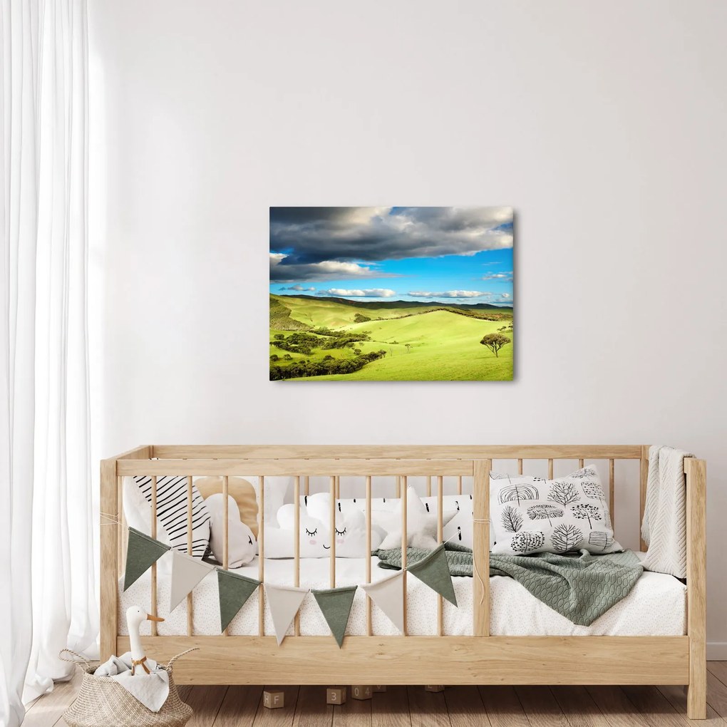 Tablou - Peisaj verde cu dealuri (70x50 cm)