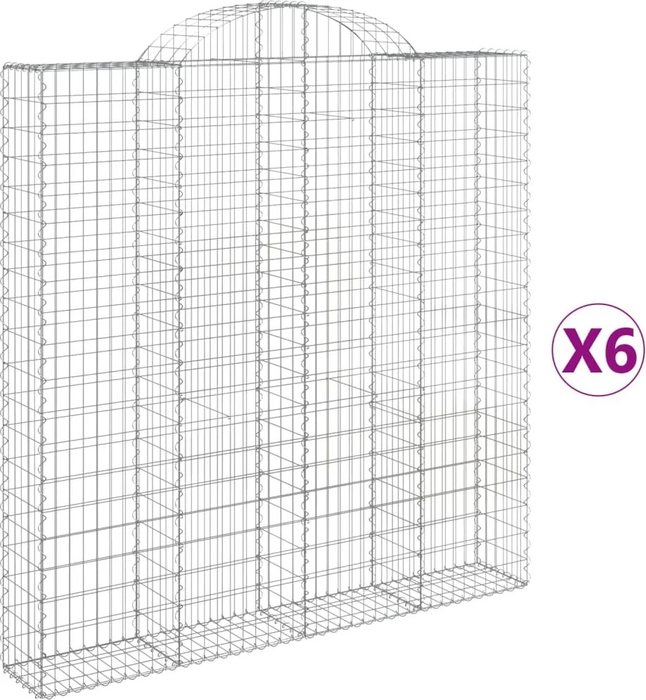 vidaXL Coșuri gabion arcuite 6 buc. 200x30x200/220 cm fier galvanizat