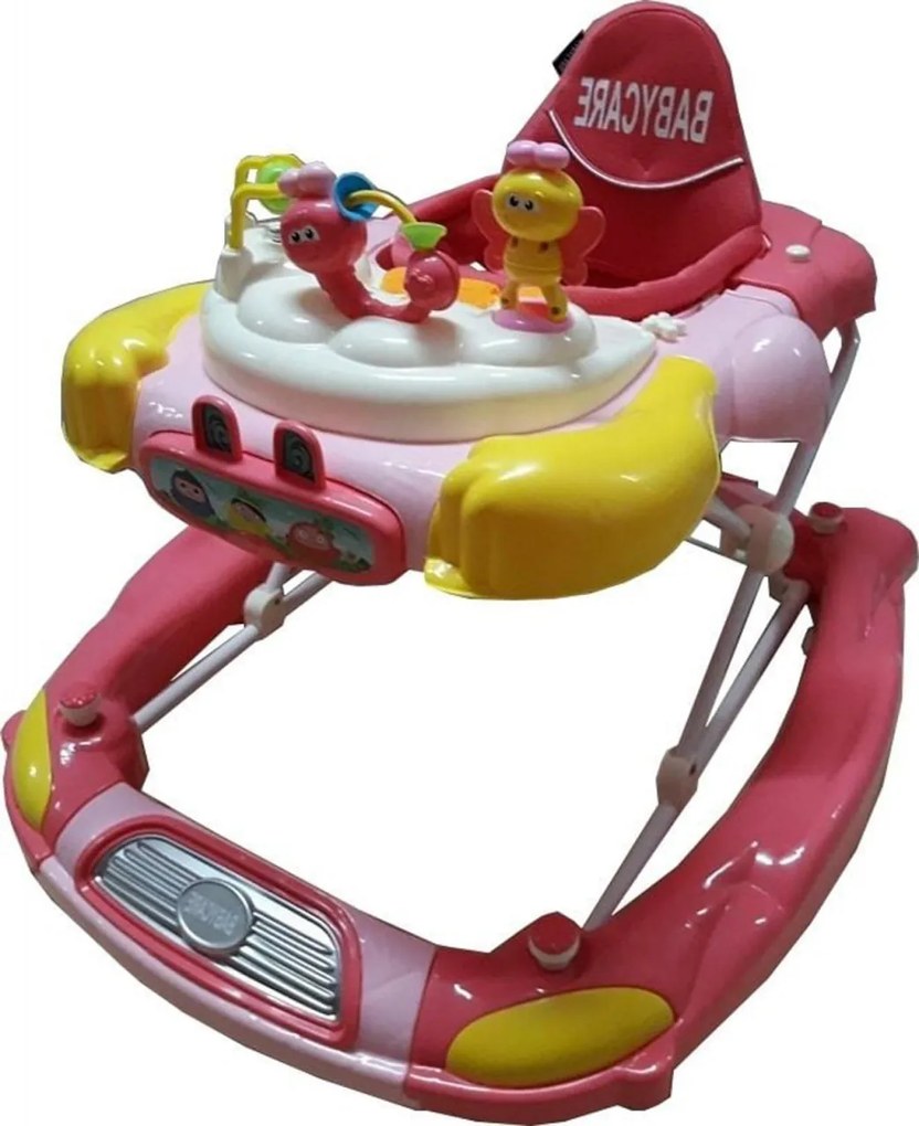 Premergator cu sistem de balansare Baby Care™ Bunny, cu sistem de balansare, 8 Roti ,Pliabil, Cu Melodii, Roz