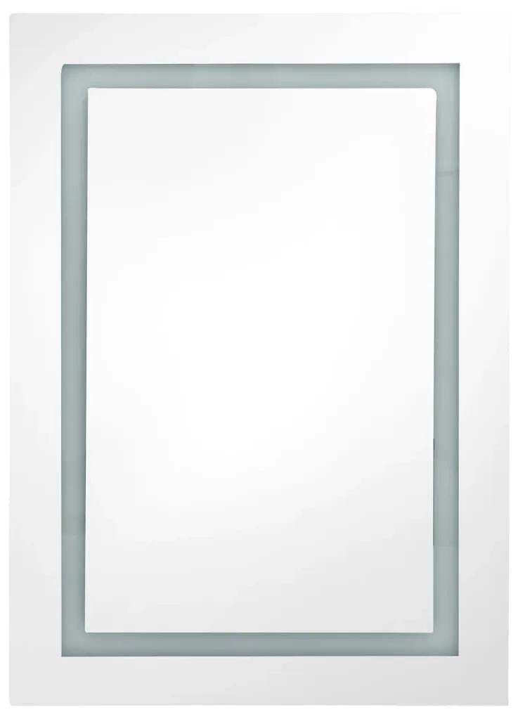 Dulap de baie cu oglinda si LED, alb si stejar, 50x13x70 cm alb si stejar
