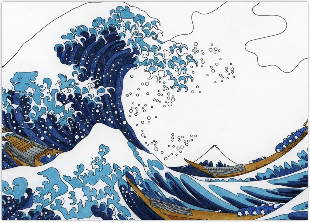 Tablou - Desen japonez, valuri (70x50 cm)