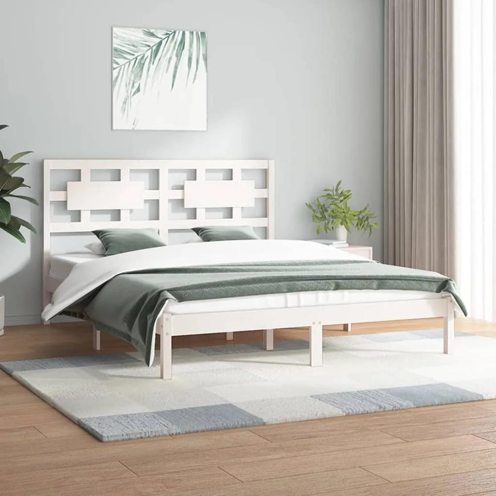 3107374 vidaXL Cadru de pat, alb, 200x200 cm, lemn masiv de pin