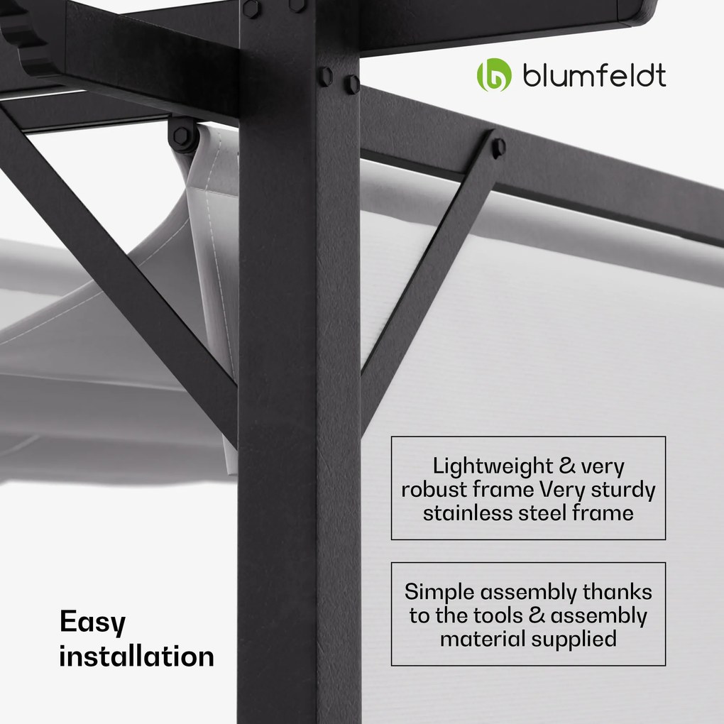 Blumfeldt Pantheon Robust, pergola, 3 x 4 m, cu jaluzele laterale, oțel acoperit cu pulbere rezistent la intemperii