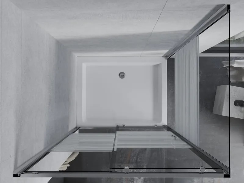Mexen Apia cabina de duș glisantă 100 x 80 cm, dungi albe, crom + cadă de duș Rio - 840-100-080-01-20-4510