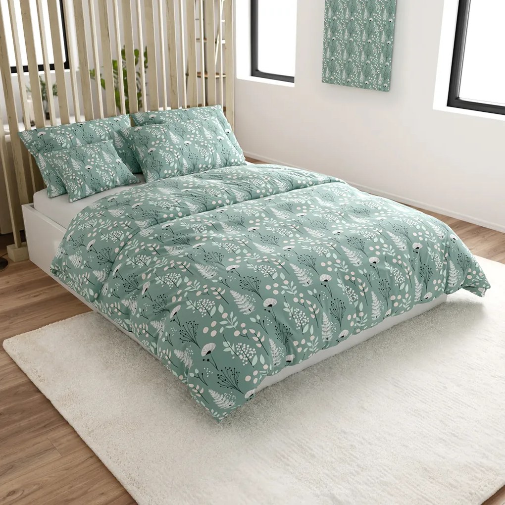 Lenjerie de pat din bumbac WILD FLOWERS mentolove Dimensiune lenjerie de pat: 70 x 90 cm | 140 x 220 cm