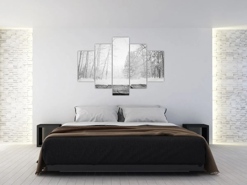 Tablou - Pier de lemn în timpul iernii (150x105 cm)