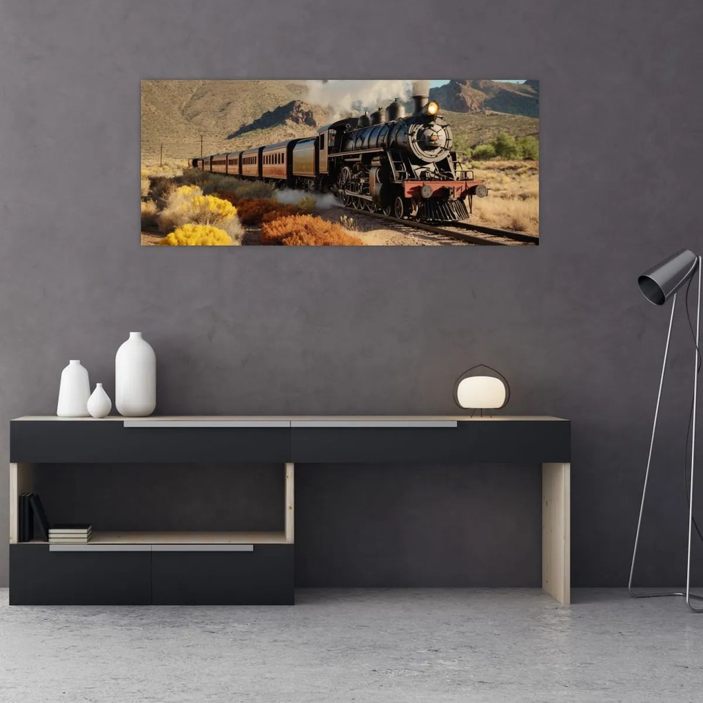 Tablou - Locomotivă cu aburi (120x50 cm)