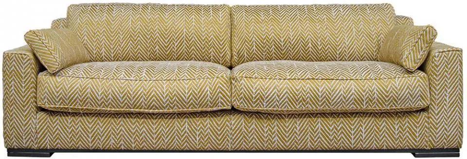 Canapea galbena/alba din textil si lemn pentru 4 persoane Metro