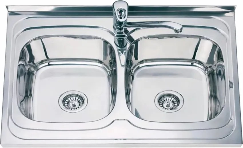 Chiuveta inox Inter Ceramic cu doua cuve finisaj inox lucios 80x60 cm