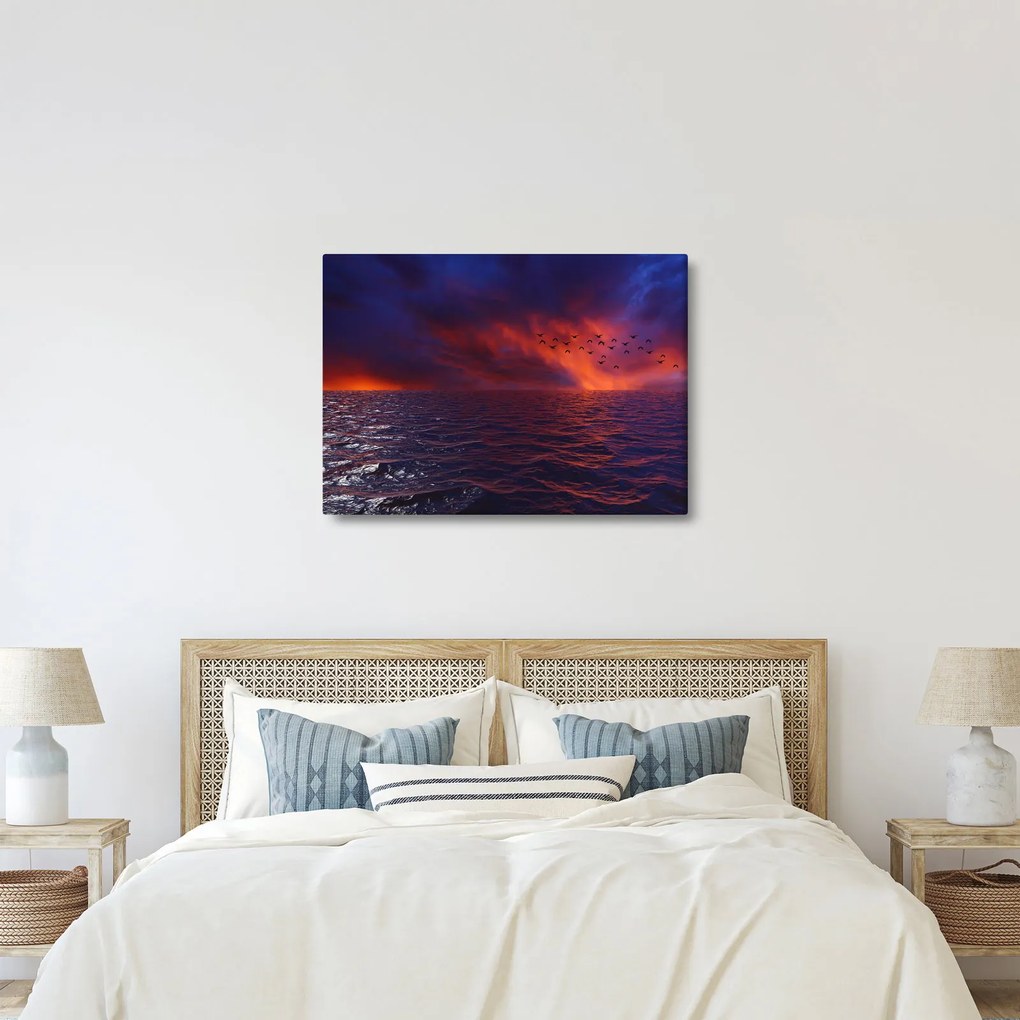 Tablou cu mare și păsări (70x50 cm)