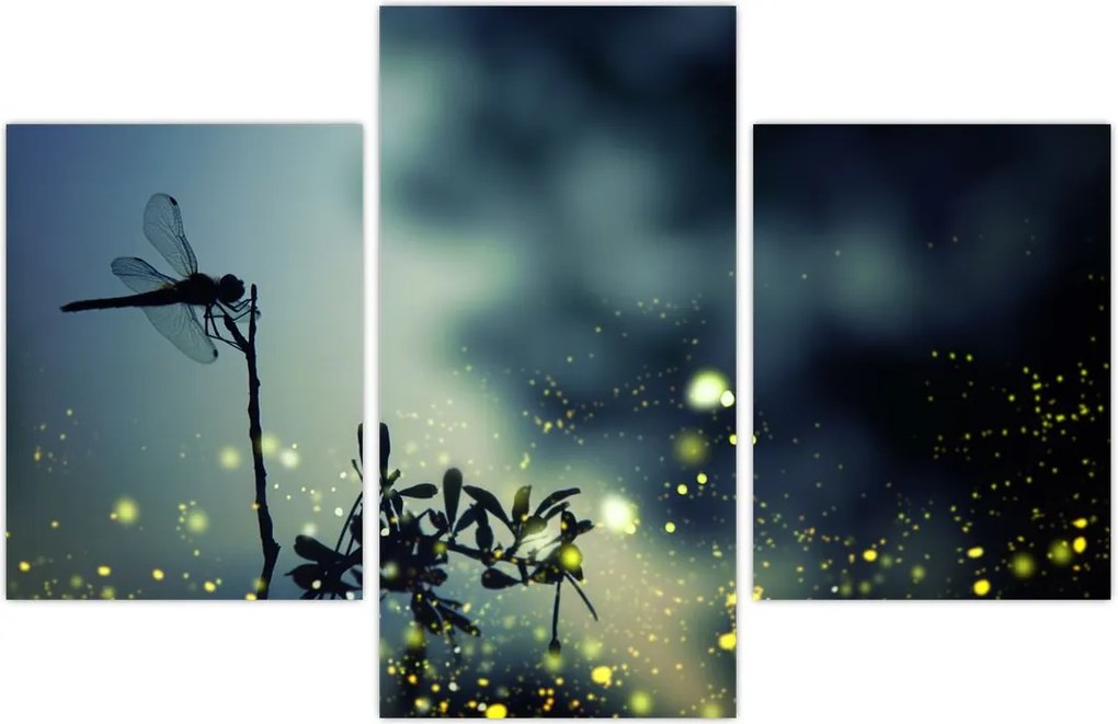 Tablou - Libelula în noaptea strălucitoare (90x60 cm)