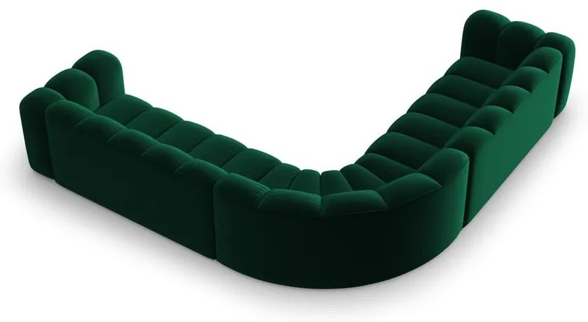 Colțar modular verde cu tapițerie din catifea Lupine – Micadoni