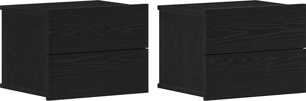vidaXL Dulap de noapte cu sertar 2 pcs Stejar Negru 40 x 30 x 30 cm