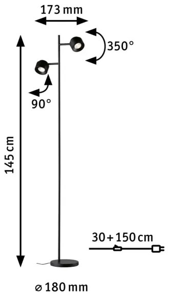 Lampadar dimabil Paulmann 79775 2xLED/3W PURIK PANE 230V