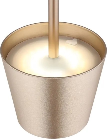 Globo 58488CH-LED VANNIE — Lampă de masă reîncărcabilă, dimmabilă, pentru exterior, 3W/5V, IP54, 1800mAh, alamă