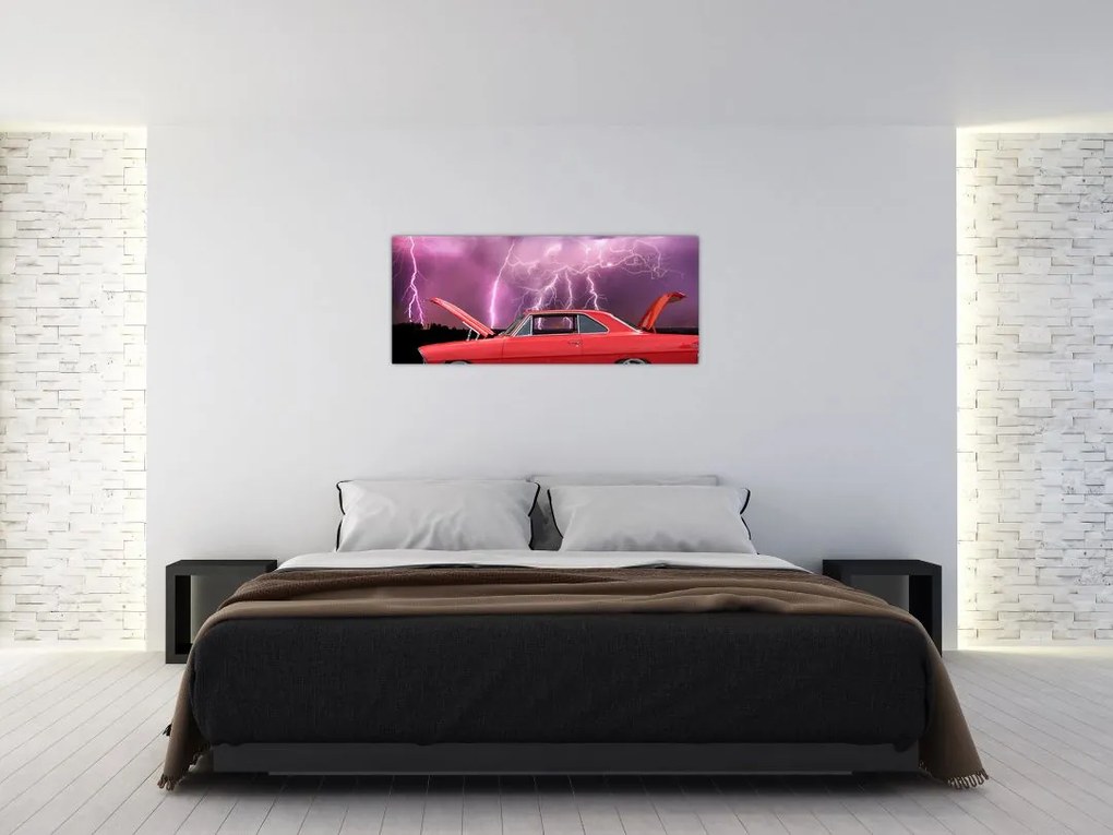 Tablou cu mașina roșie (120x50 cm)