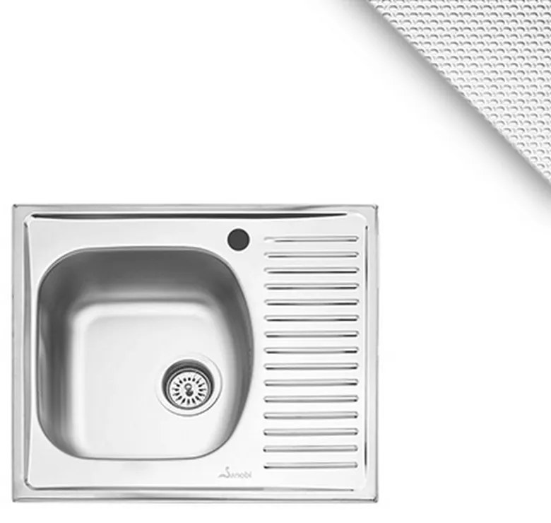 Chiuveta Sanobi, 1 Cuva stanga, Inox texturat, pe blat, 58 x 51 cm