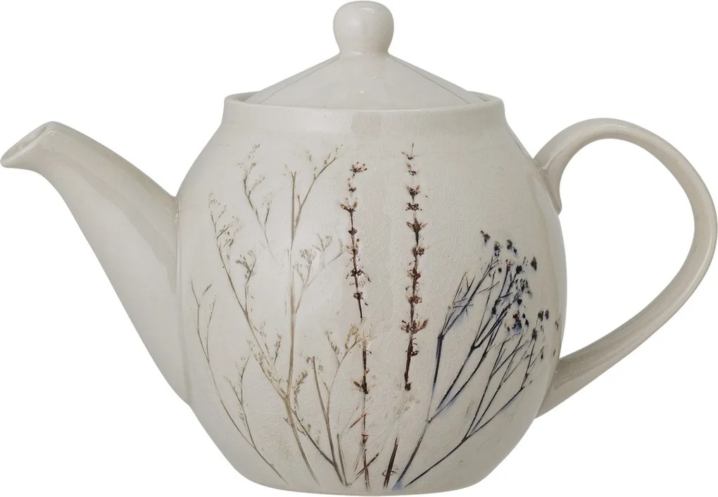 Ceainic din ceramică cu flori de câmp aplicate manual, D13,5×H17 cm, 1200 ml, „Bea"