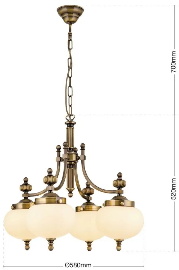 Lustra suspendata eleganta stil clasic Nostalgie 4L patina/ champagne