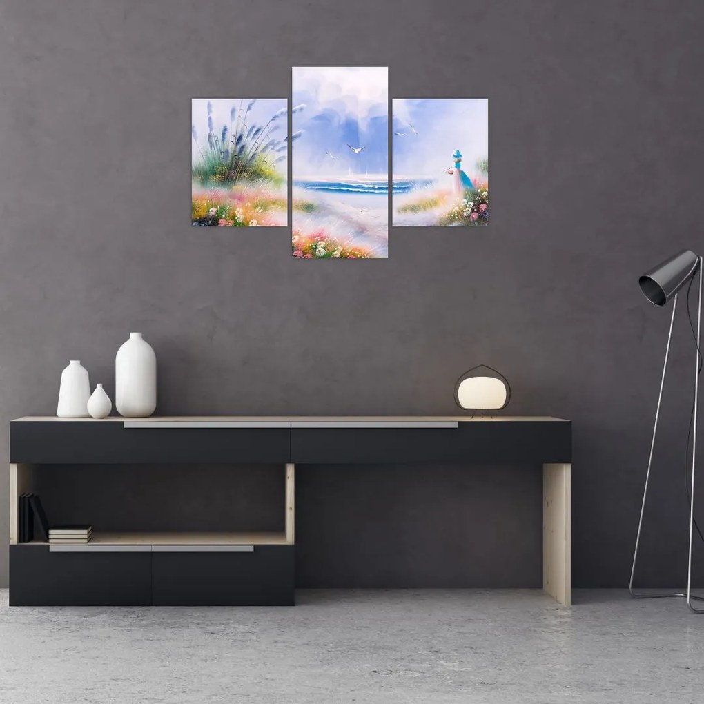 Tablou - Plaja romantică, pictură în ulei (90x60 cm)