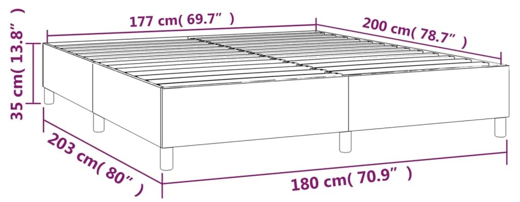 Cadru de pat box spring, gri deschis, 180x200 cm, catifea Gri deschis, 35 cm, 180 x 200 cm