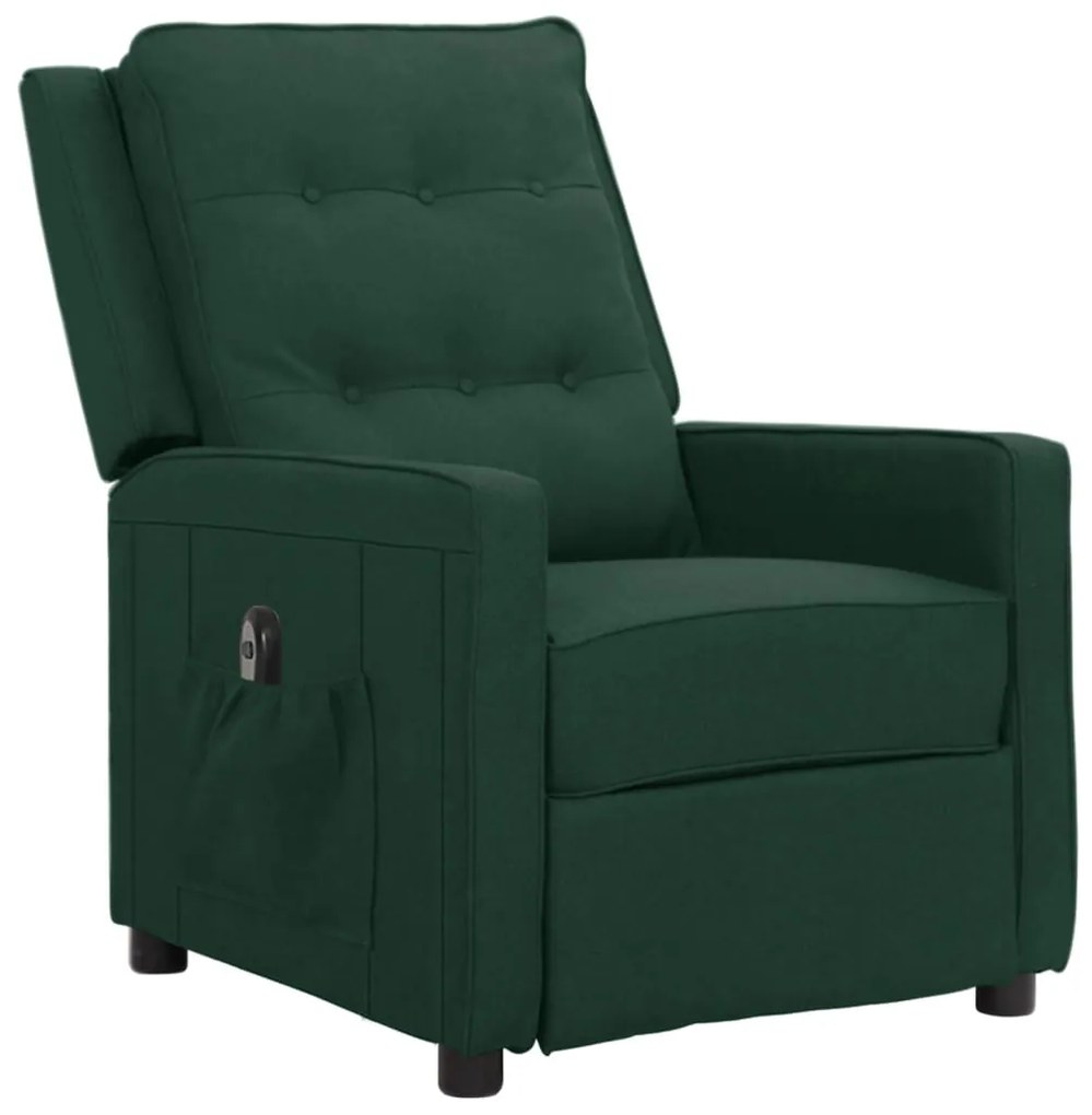 3098616 vidaXL Fotoliu rabatabil electric, verde închis, material textil