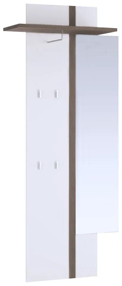 Cuier panel cu oglindă, alb, LYNATET TYP 115