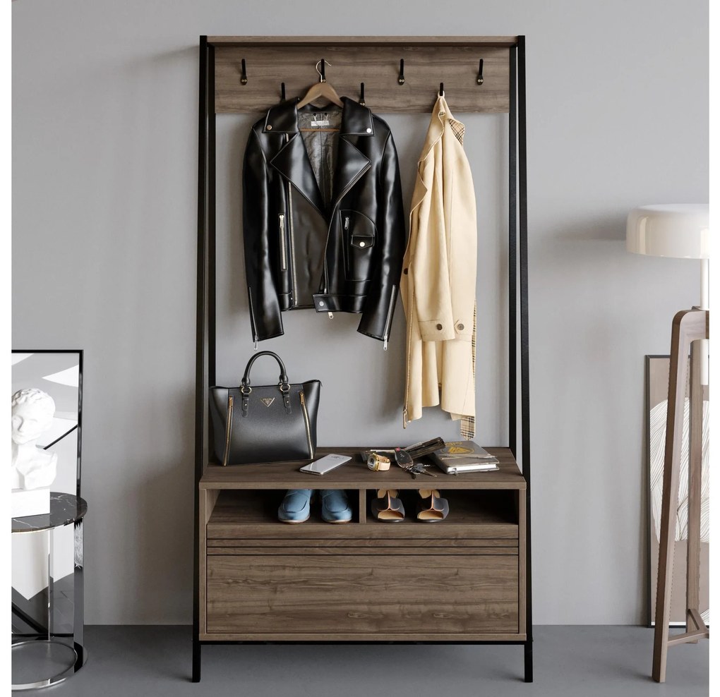 Mobilier hol Dudulo (nuc + negru). 1102073