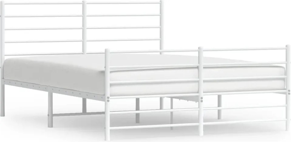 vidaXL Cadru de pat metalic cu tăblie, alb, 160x200 cm