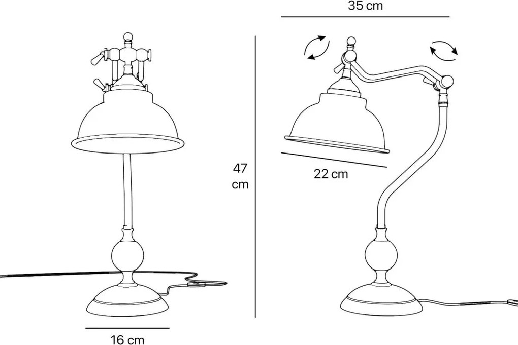 Veioza, Lampa de masa industrial vintage Oslo
