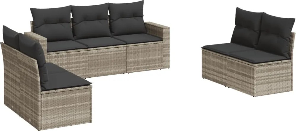 vidaXL Set canapele de grădină cu perne, 7piese gri deschis poliratan