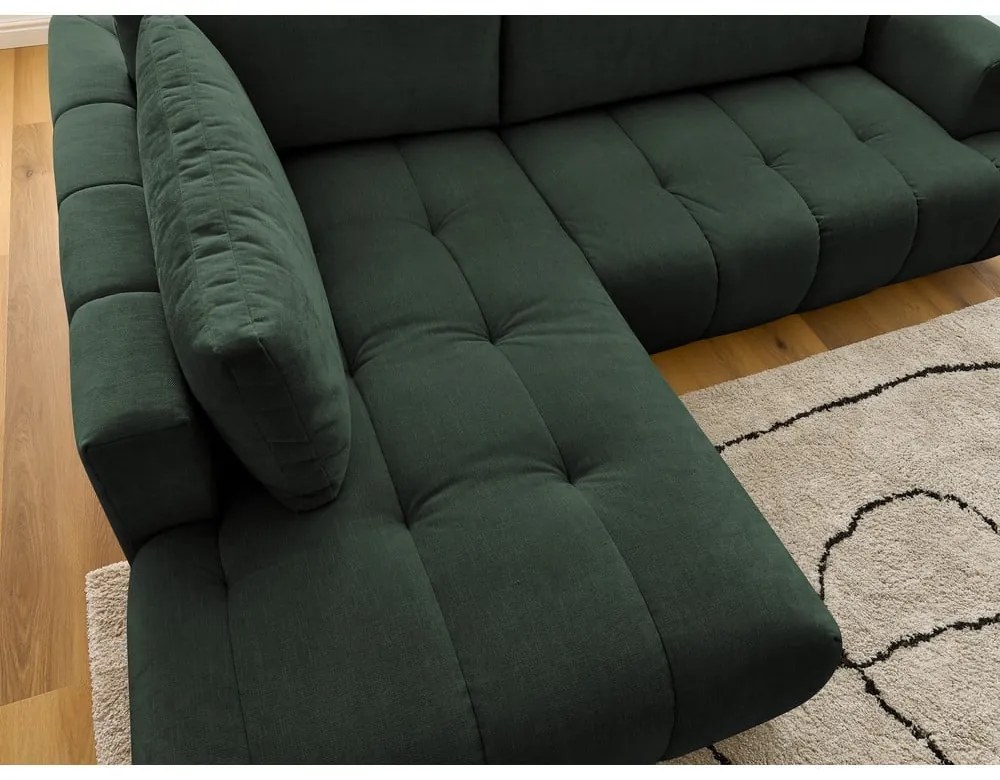 Colțar verde extensibil/cu spațiu de depozitare (cu colț pe partea stângă/în formă de ”L”) Fuji – Bobochic Paris