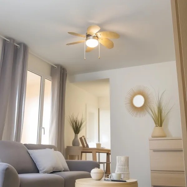 Ventilator de tavan ZEVENTI FAMARA 1xE14/60W/230V bej