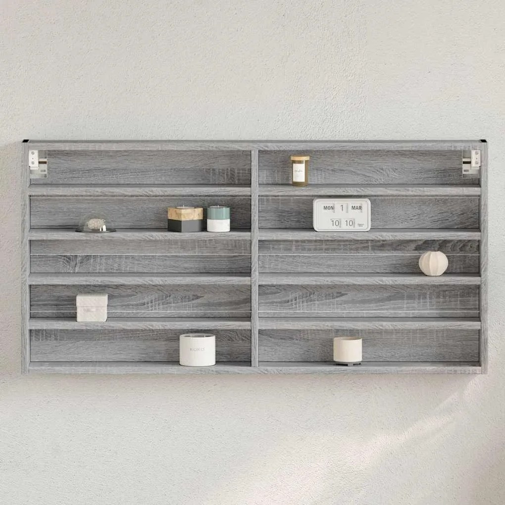 vidaXL Dulap cu vitrină, sonoma gri, 100x8,5x50 cm, lemn prelucrat