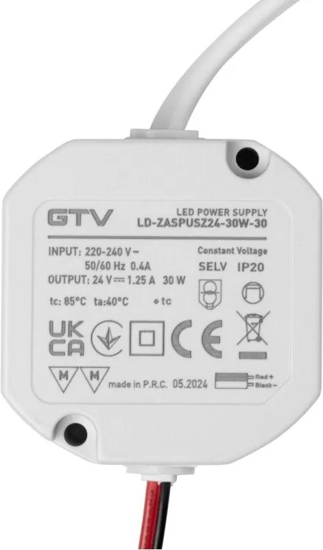 Transformator GTV pentru bandă LED, 30W, 24V, IP20 30 W, 24 V, Plastic