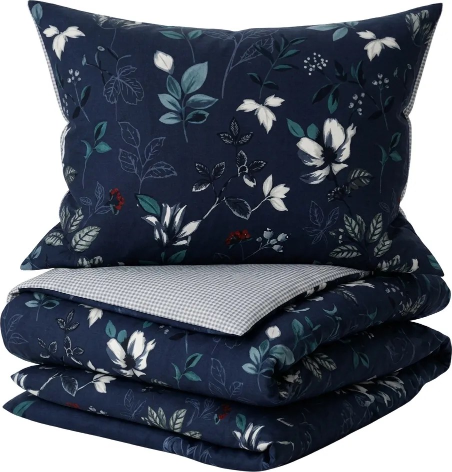 Lenjerie de pat reversibila DUO SENSE NOCTIFLORA albastru inchis cocolino/flanel Dimensiune lenjerie de pat: 2 buc 70 x 90 cm | 200 x 220 cm