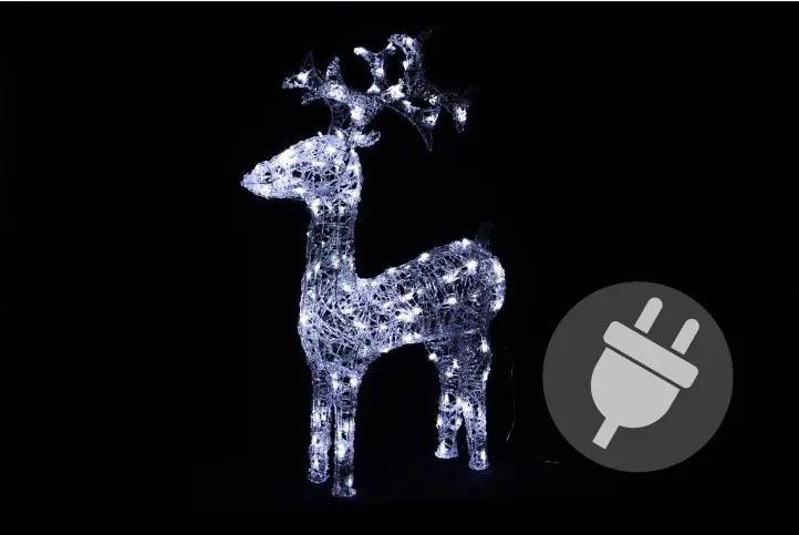 Decorațiune luminoasă ren de Crăciun - 100 cm, alb rece